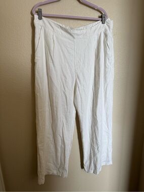 Abercrombie Pull On Linen Blend Wide Leg Pants Sz XL Short White NEW Plus Size